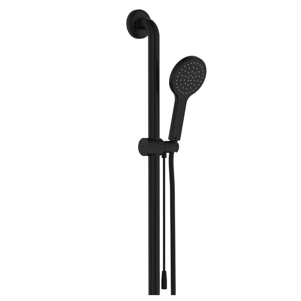 Fienza Hustle Care As1428 T Rail Shower With Push Pull Slider Left Hand *GST Ex*, Matte Black