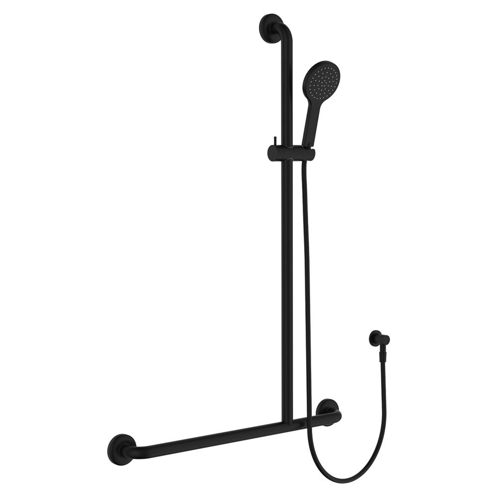 Fienza Hustle Care Inverted T Rail Shower Right Hand, Matte Black