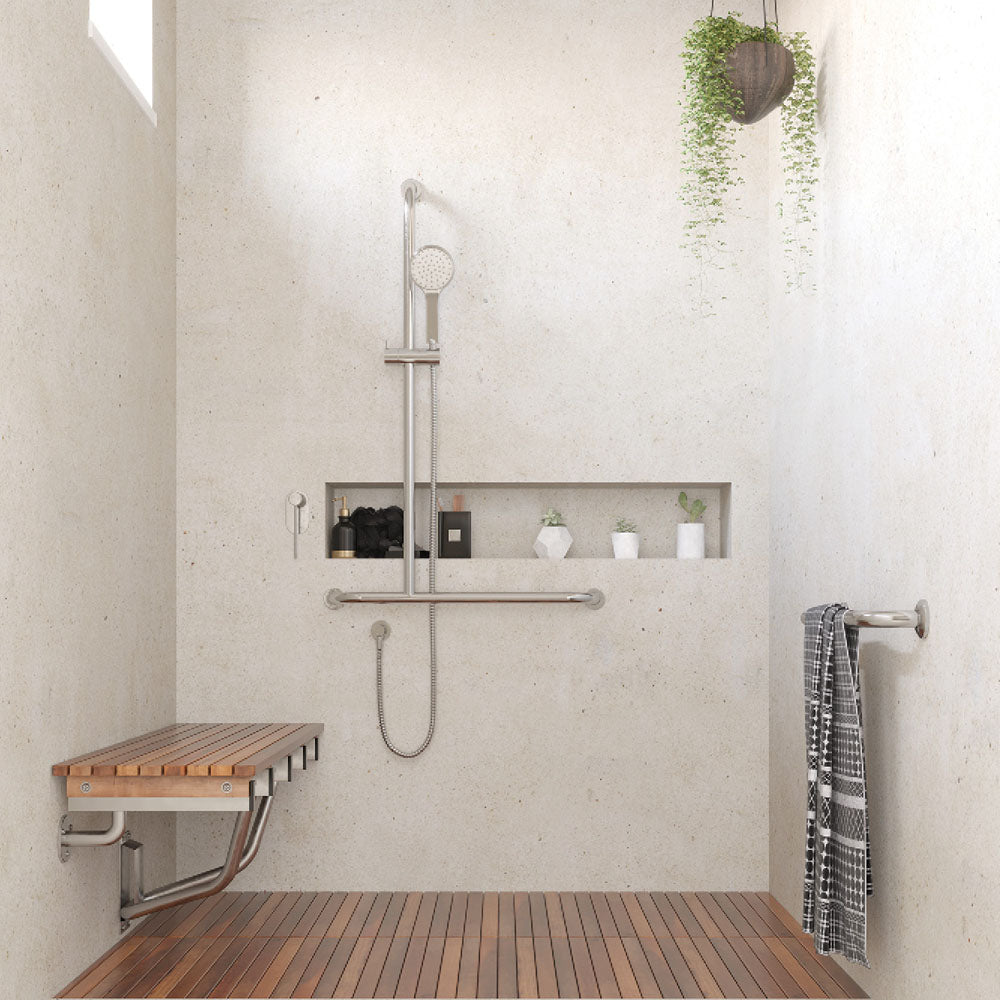 Fienza Luciana Care Inverted T Rail Shower Left Hand, Chrome
