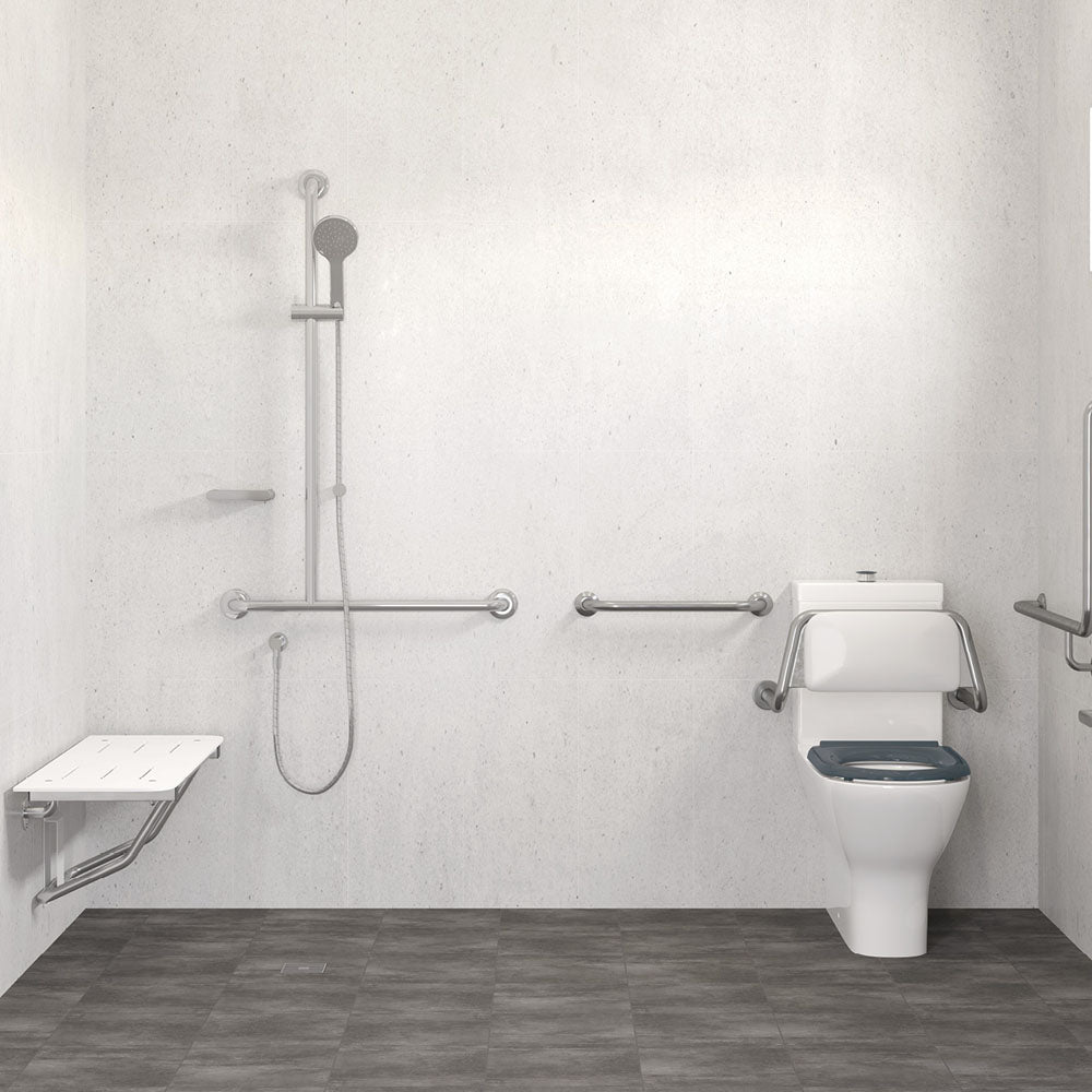 Fienza Luciana Care Inverted T Rail Shower Left Hand, Chrome