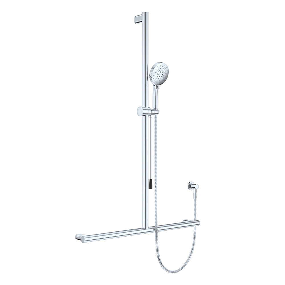 Fienza Care Inverted Tbar Rail Shower Set With Push/Pull Slider * *, Chrome