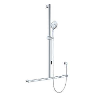 Fienza Care Inverted Tbar Rail Shower Set With Push/Pull Slider * *, Chrome