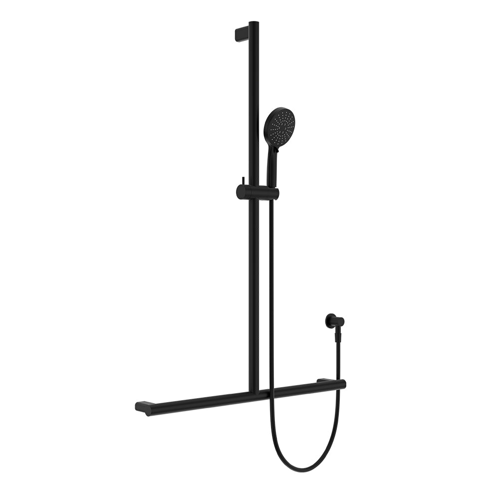 Fienza Care Inverted T Bar Rail Shower Set, Matte Black