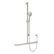 Fienza Care Inverted Tbar Rail Shower Set With Push/Pull Slider * *, Brushed Nickel