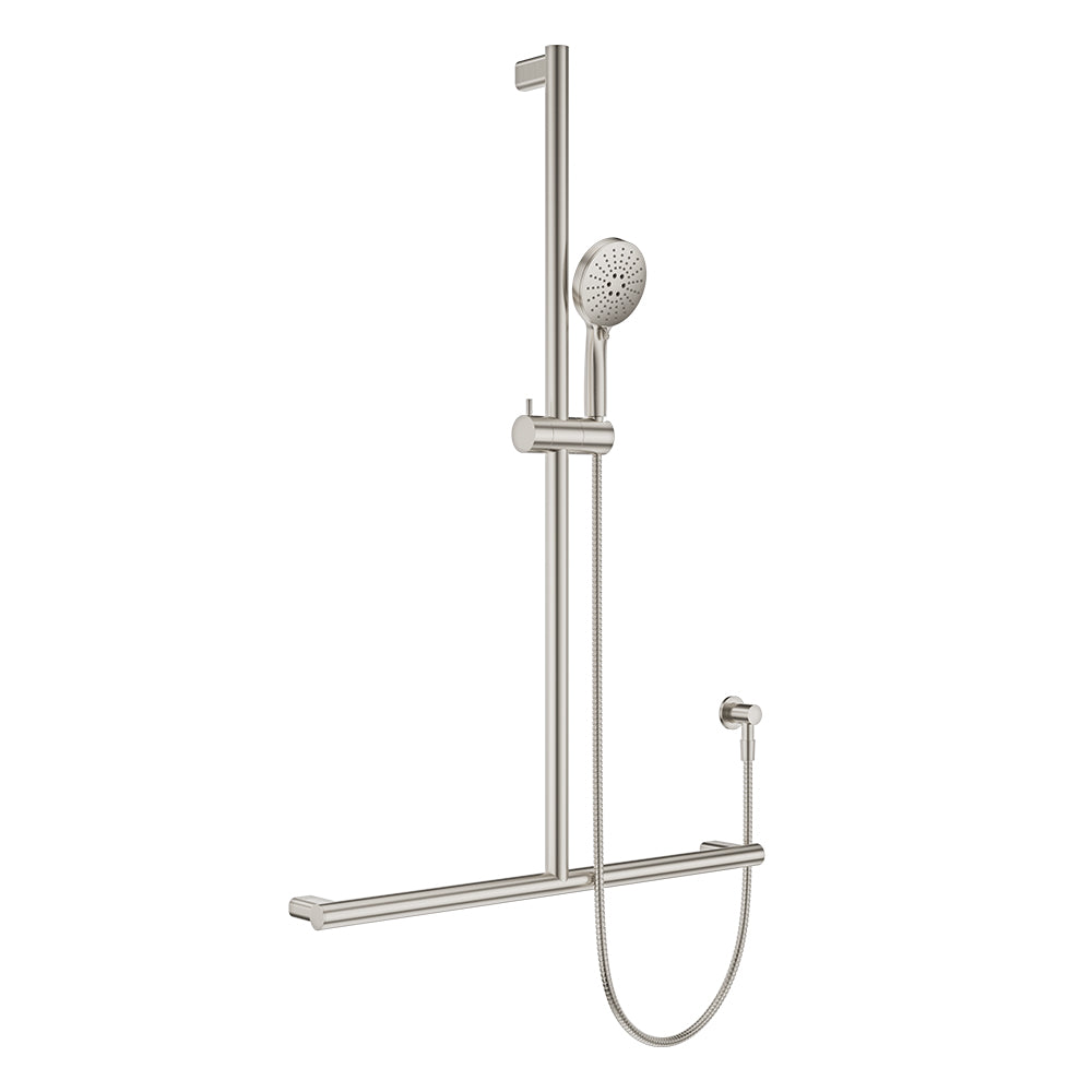 Fienza Care Inverted T Bar Rail Shower Set, Brushed Nickel