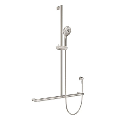 Fienza Care Inverted T Bar Rail Shower Set, Brushed Nickel