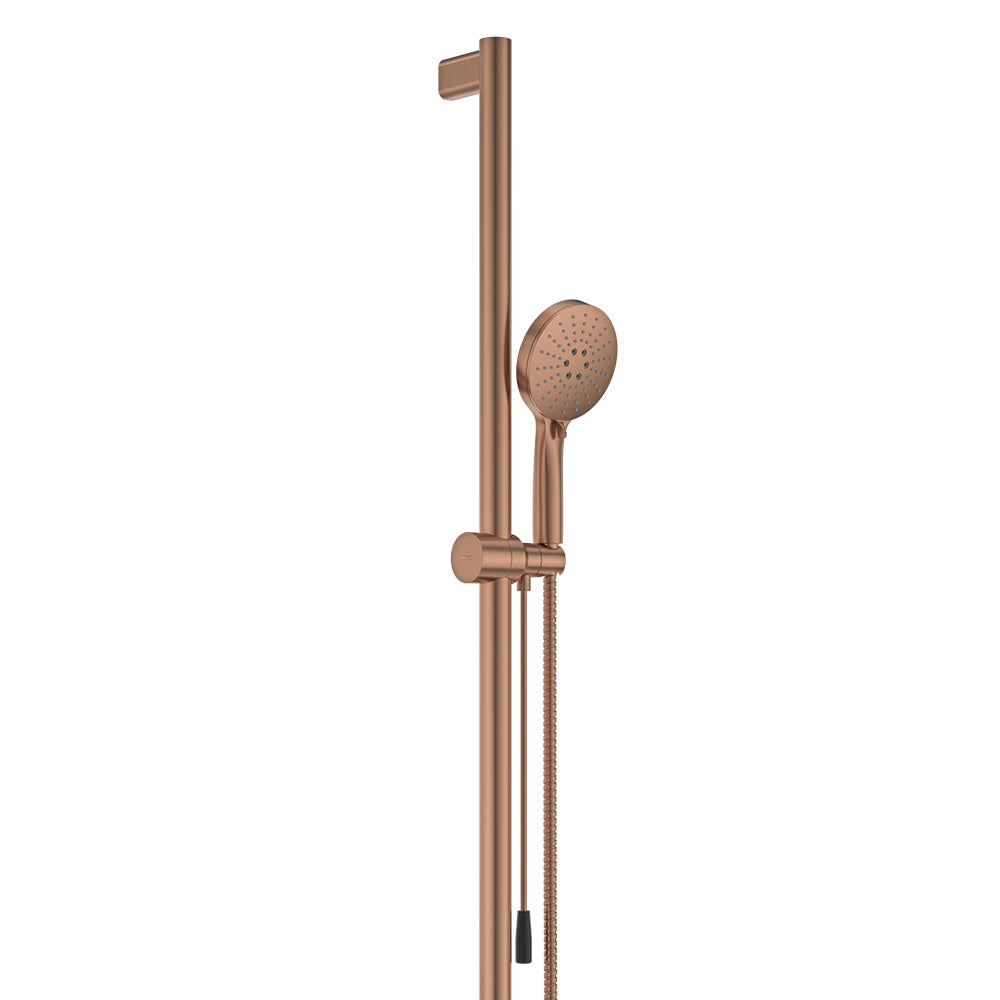 Fienza Care Inverted Tbar Rail Shower Set With Push/Pull Slider * *, Brushed Copper