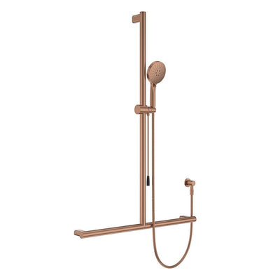 Fienza Care Inverted Tbar Rail Shower Set With Push/Pull Slider * *, Brushed Copper