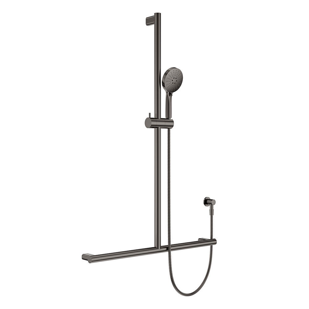 Fienza Care Inverted T Bar Rail Shower Set, Gun Metal