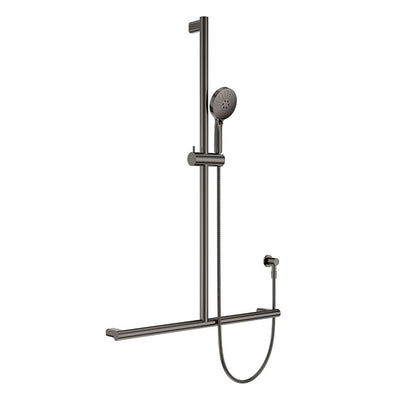 Fienza Care Inverted T Bar Rail Shower Set, Gun Metal