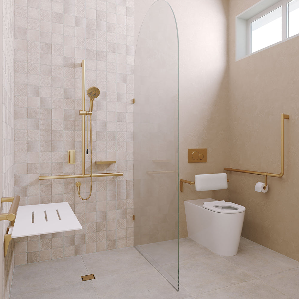 Fienza Care Inverted Tbar Rail Shower Set With Push/Pull Slider * *, Urban Brass