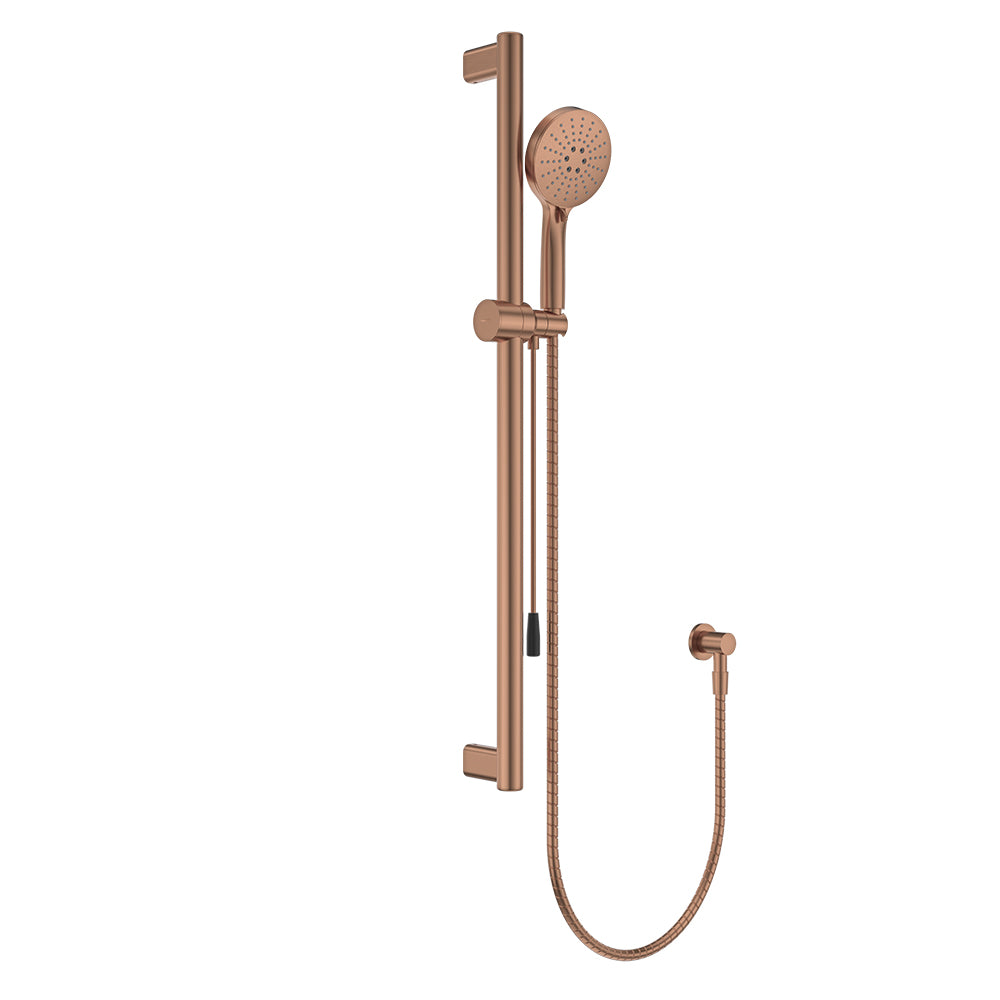 Fienza Care 900mm Rail Shower Set With Push/Pull Slider * *, Brushed Copper