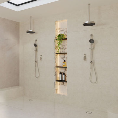 Fienza Kuro Round Rail Shower, Brushed Nickel