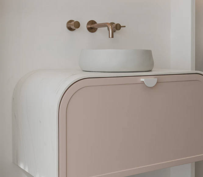 Meir Round Quarter Turn Wall Top Assemblies, Champagne