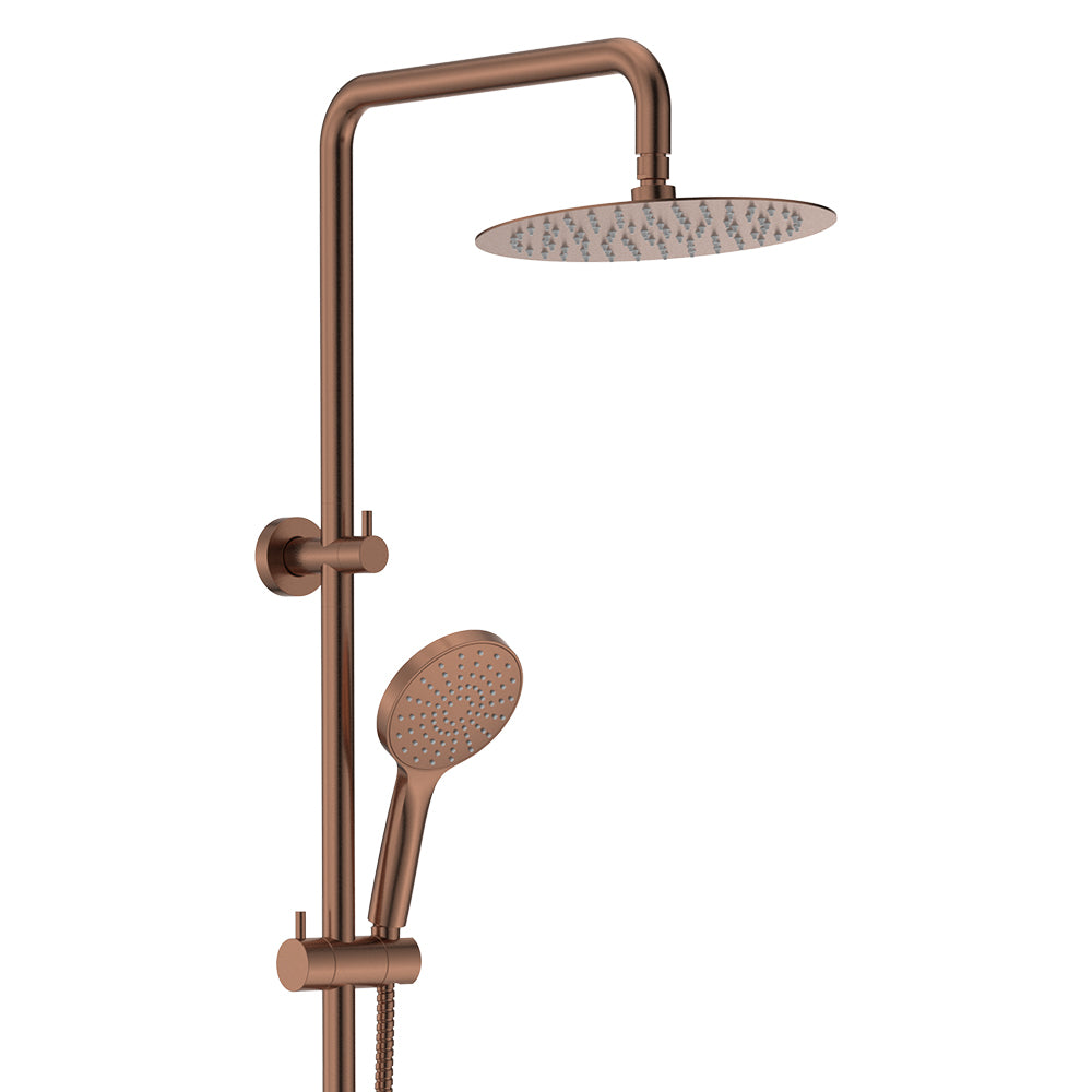 Fienza Kaya Twin Rail Shower, Brushed Copper