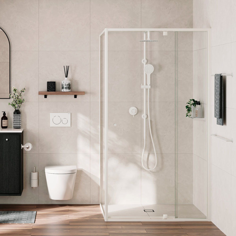 Fienza Kaya Twin Rail Shower, Matte White