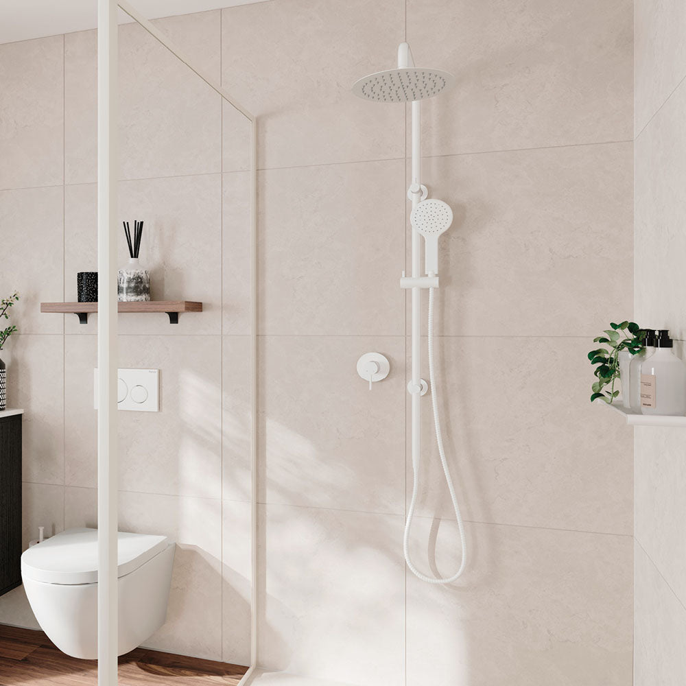 Fienza Kaya Twin Rail Shower, Matte White