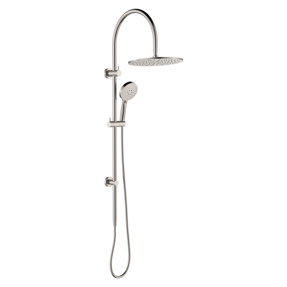 Fienza Empire Slim Curved Twin Shower, Brushed Nickel