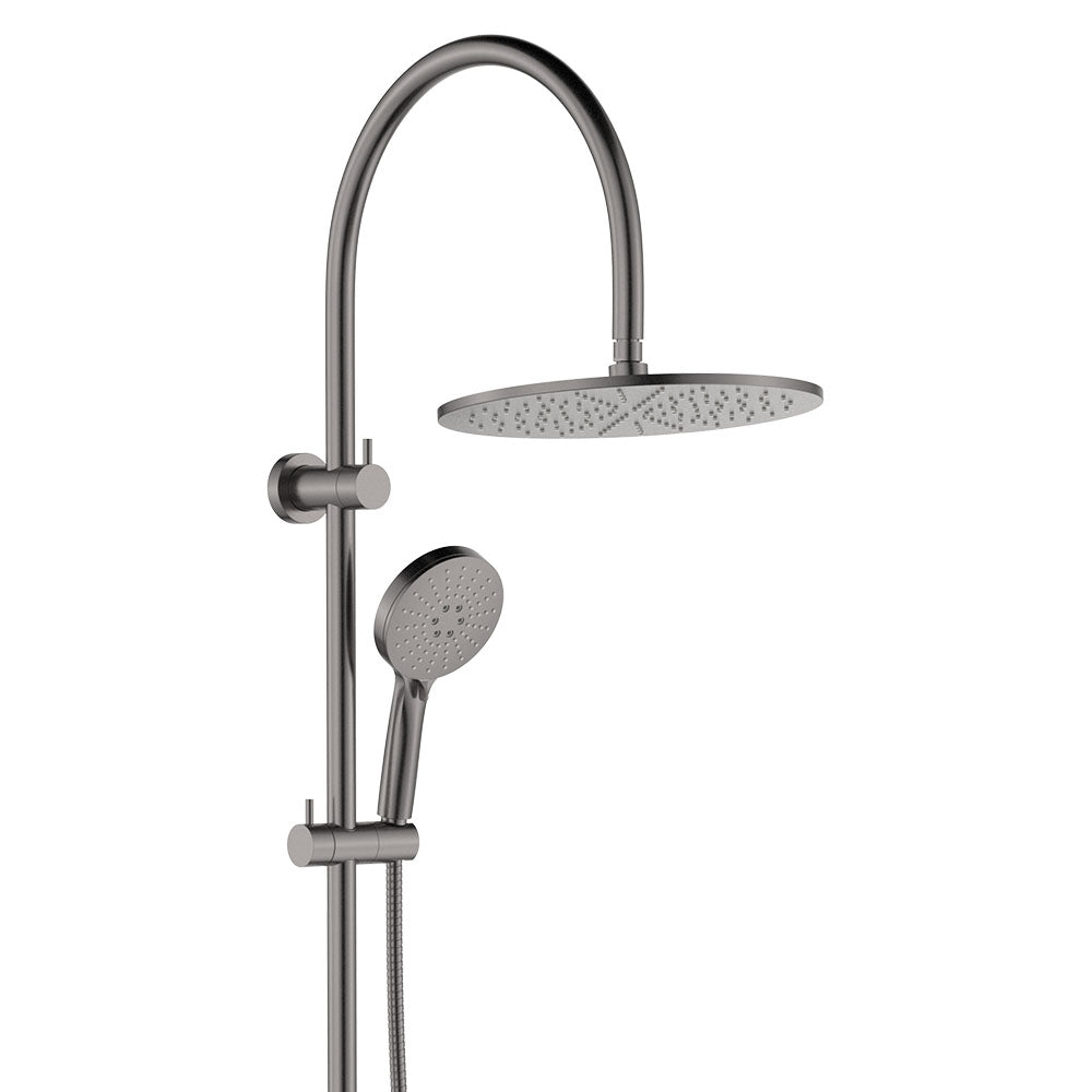 Fienza Empire Slim Curved Twin Shower, Gun Metal
