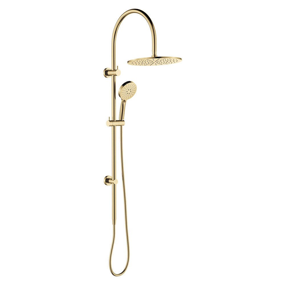 Fienza Empire Slim Curved Twin Shower, Urban Brass