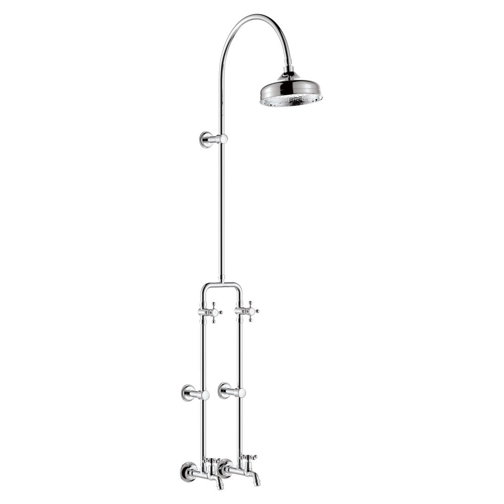 Fienza Lillian Exposed Shower And Bath Set With Cross Handles, Chrome