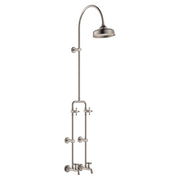 Fienza Lillian Exposed Shower And Bath Set With Cross Handles, Brushed Nickel