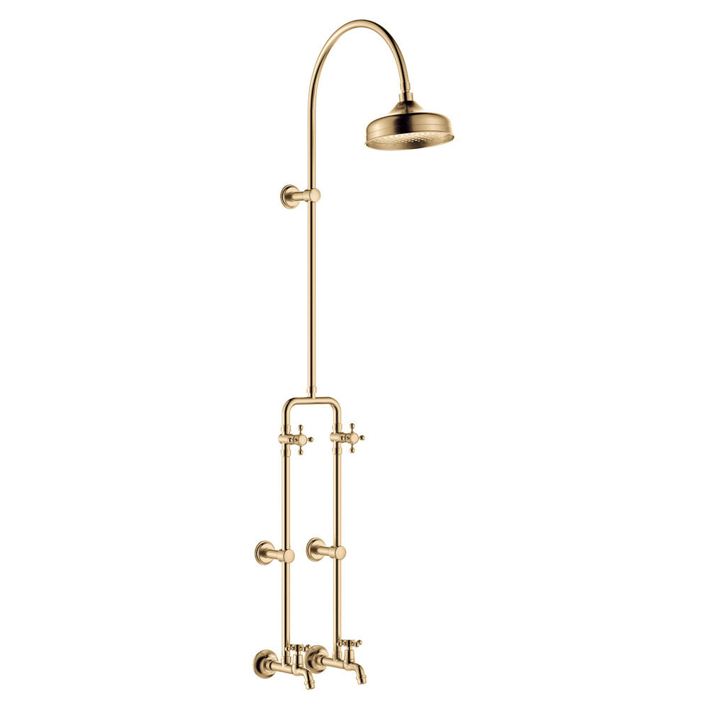 Fienza Lillian Exposed Shower And Bath Set With Cross Handles, Urban Brass