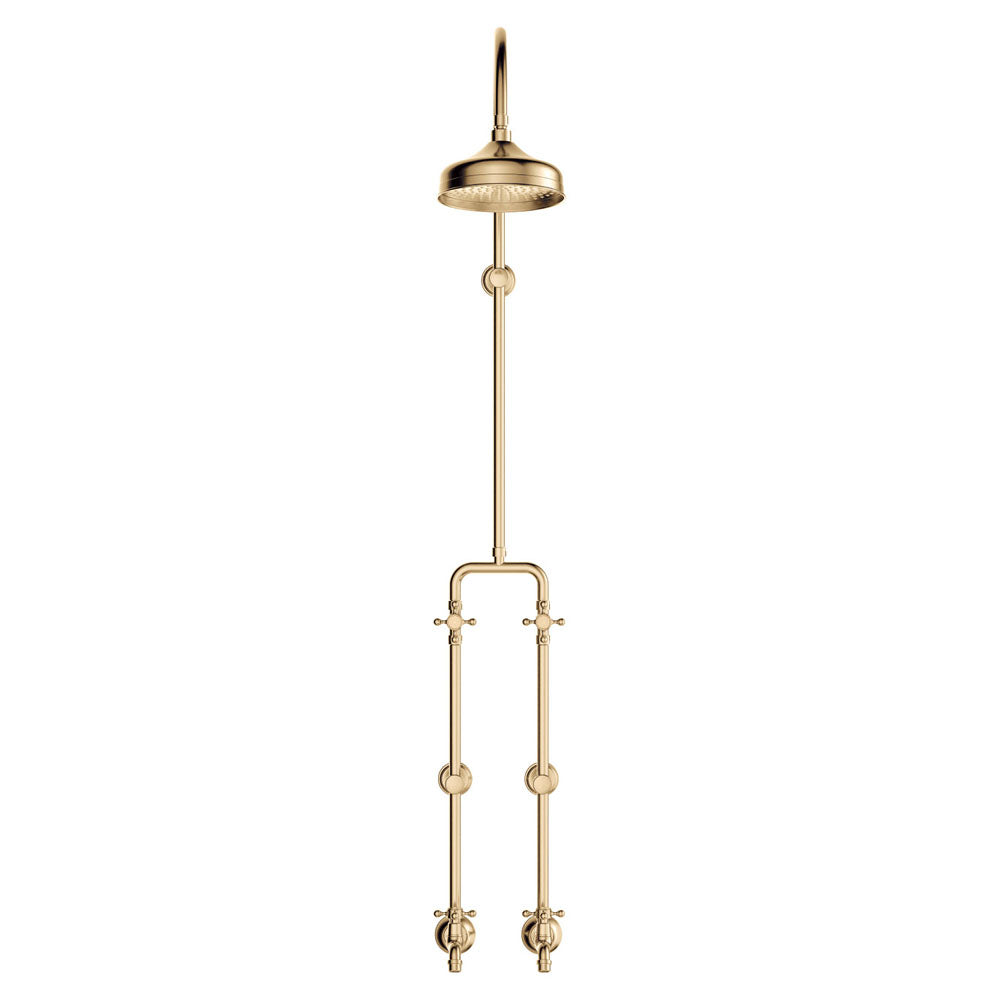 Fienza Lillian Exposed Shower And Bath Set With Cross Handles, Urban Brass