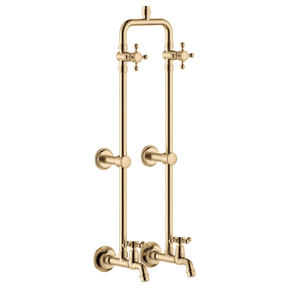 Fienza Lillian Exposed Shower And Bath Set With Cross Handles, Urban Brass