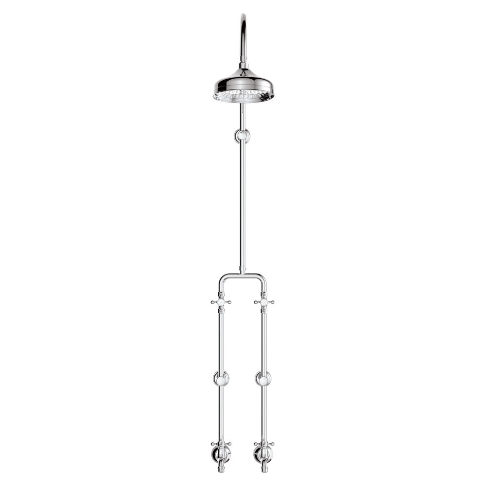 Fienza Lillian Exposed Shower And Bath Set With Cross Handles, Chrome