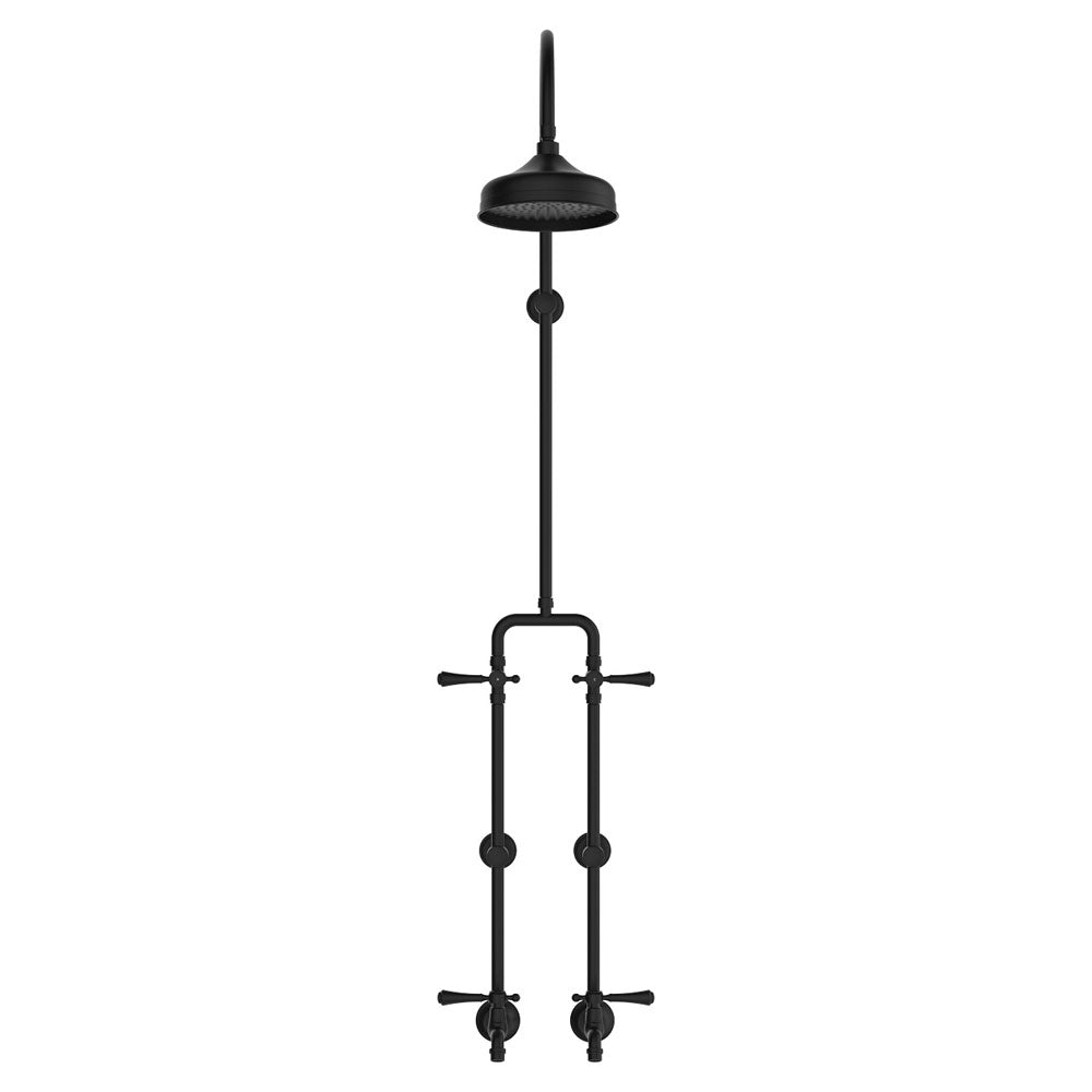Fienza Lillian Exposed Shower And Bath Set With Lever Handles, Matte Black