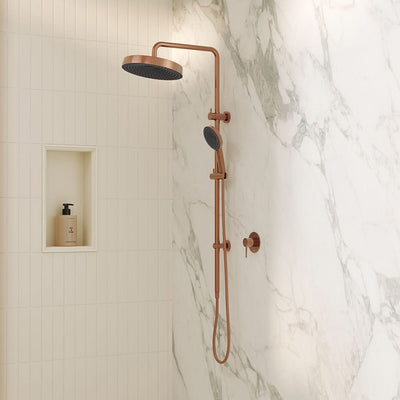 Fienza Kuro Round Twin Shower Set, Brushed Copper