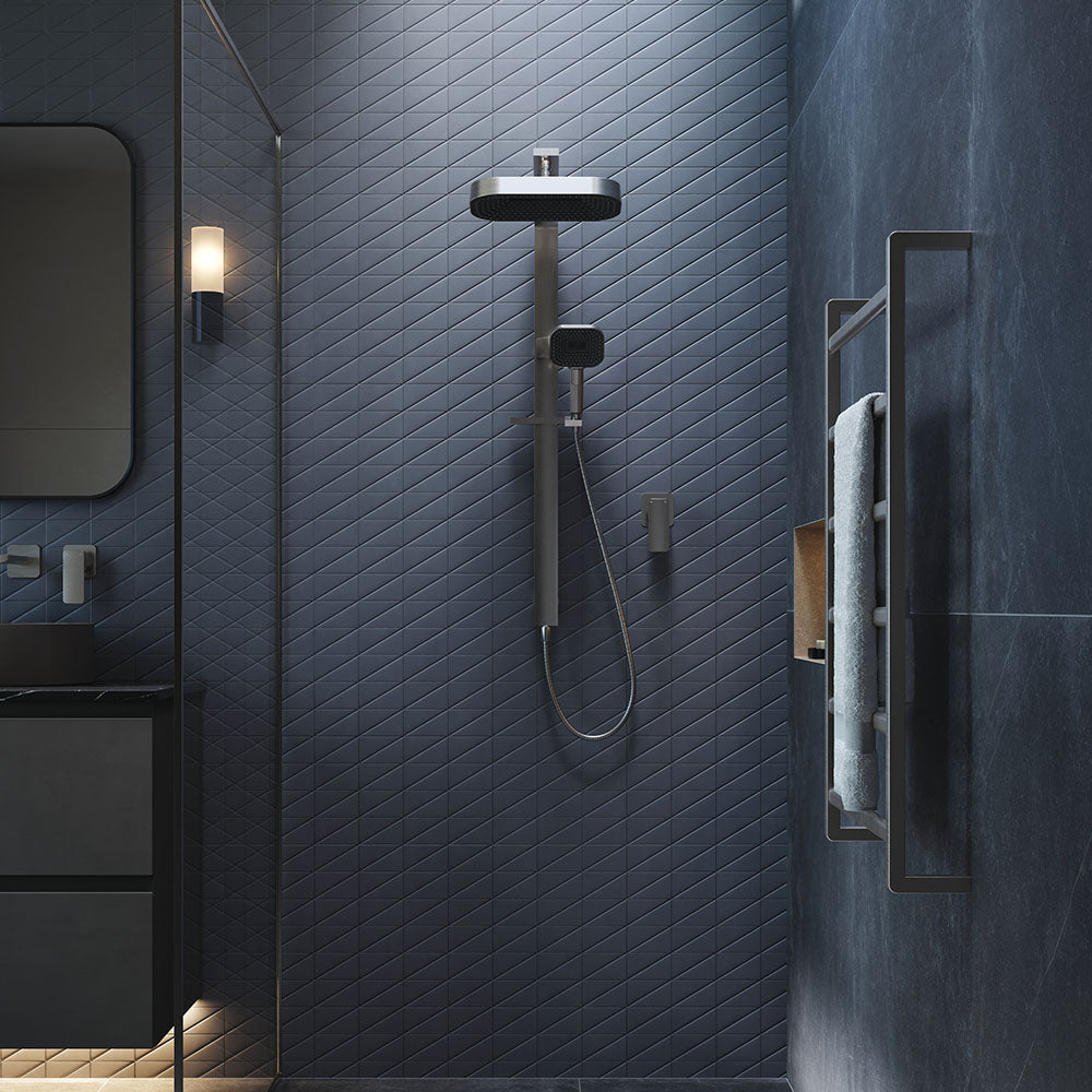Fienza Kuro Deluxe Soft Square Twin Shower Set, Gun Metal