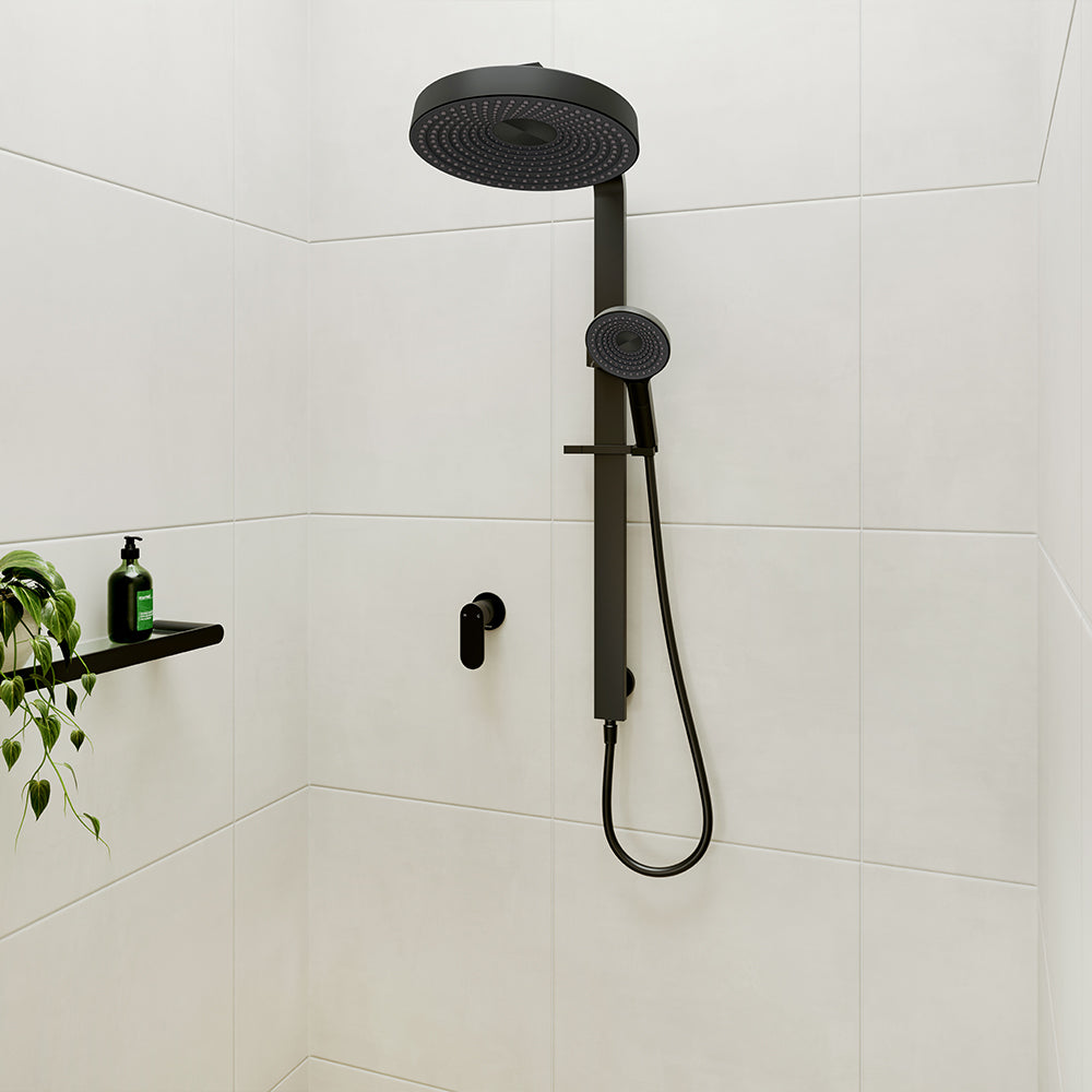Fienza Kuro Deluxe Round Twin Shower Set, Matte Black