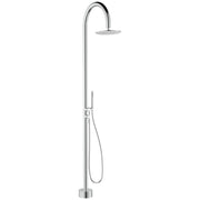Fienza Kaya Outdoor Twin Shower Set Floor Mounted Inc Mixer 300mm Showerhead, Brushed Stainless Steel