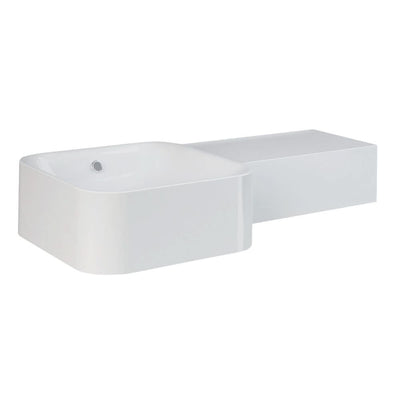 Fienza RAK Petit Wall Hung Basin Squared Bowl Right Ledge NTH 765 x 360mm with Overflow, Alpine Gloss White