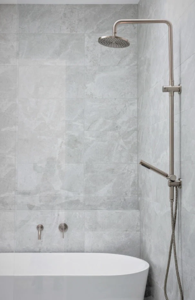 Meir Round Combination Shower Rail 200mm Rose, Single Function Hand Shower, Champagne