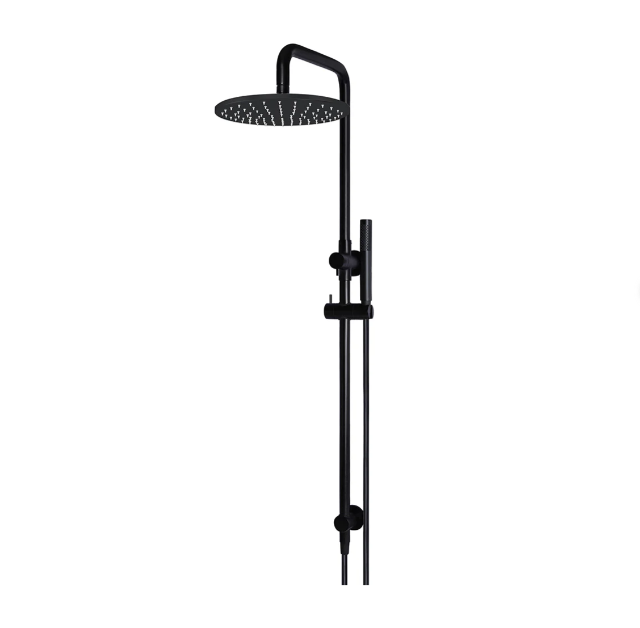 Meir Round Combination Shower Rail 300mm Rose, Single Function Hand Shower, Matte Black