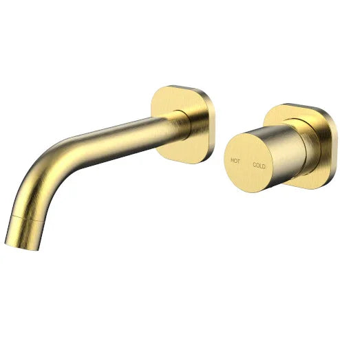 Millennium Cioso SQ Wall Basin Mixer W/Finesa Handle, Modern Brass
