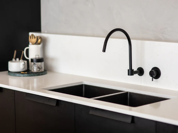 Meir Round Wall Mixer Short Pin-lever Finish Kit, Matte Black