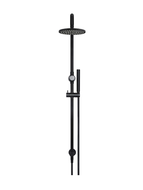 Meir Round Combination Shower Rail 200mm Rose, Single Function Hand Shower, Matte Black