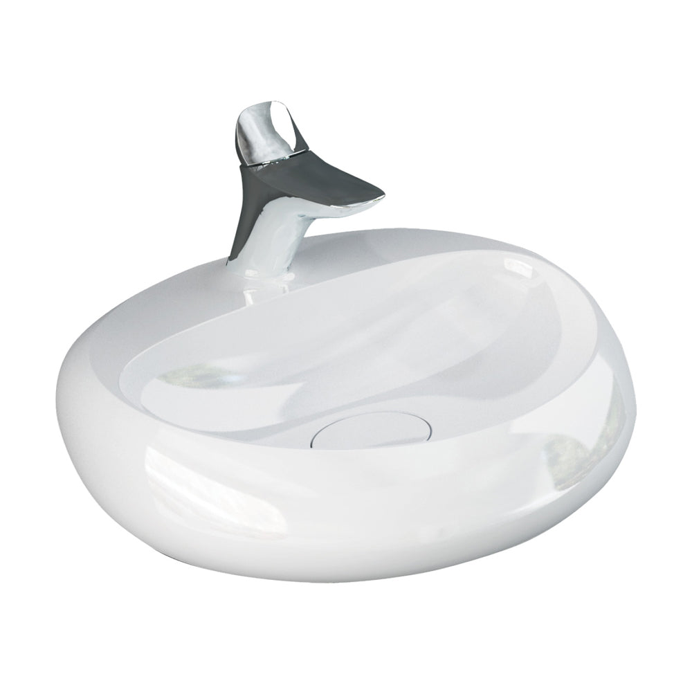 Fienza RAK Cloud Wall Hung Basin 1TH 550 x 425 X150mm No Overflow, Alpine Gloss White