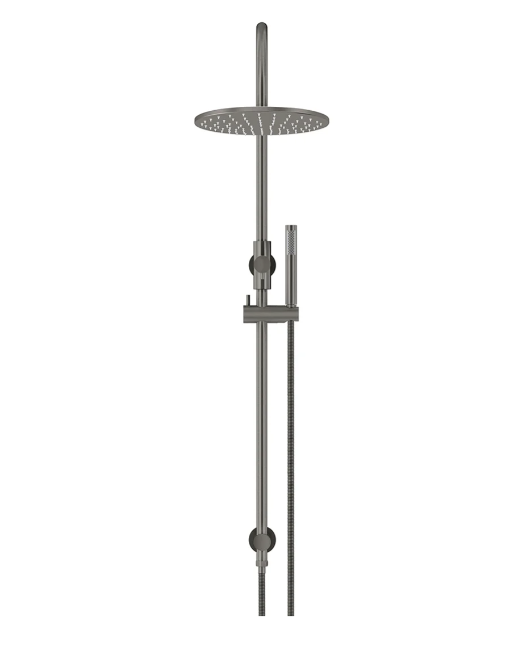 Meir 300mm Round Gooseneck Overhead Shower Set, Single Function Hand Shower, Shadow