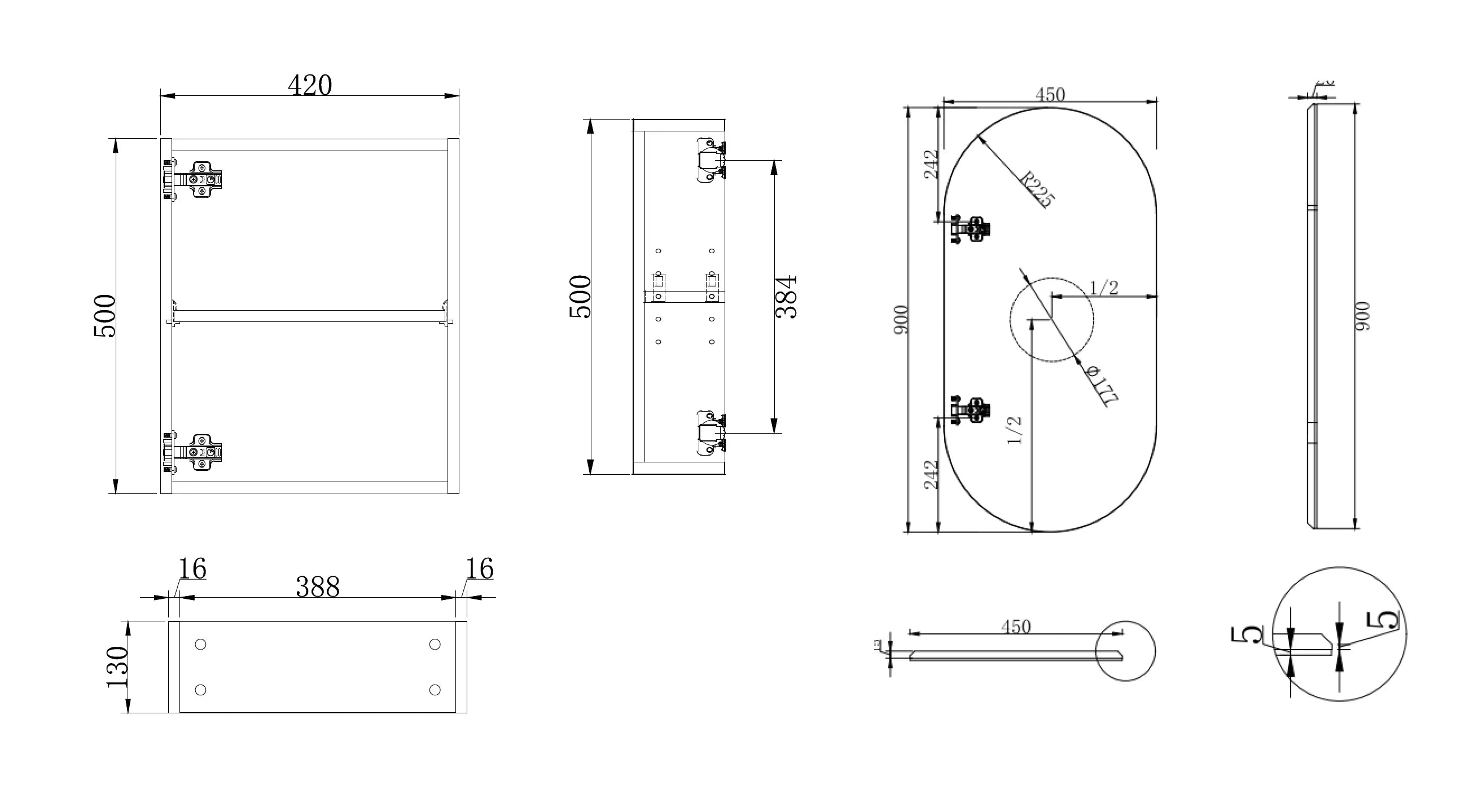 Cassa Design Elli 900x450mm Shaving Cabinet