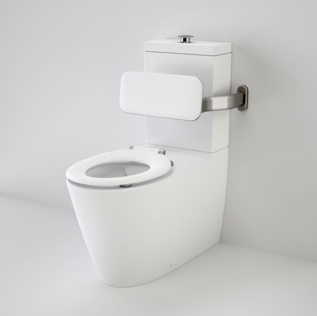 Caroma Care 800® Cleanflush® Wall Faced Suite with Backrest and Pedigree II Care Single Flap Seat - White (with GermGard®) 901900BW