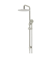 Meir Round Combination Shower Rail 300mm Rose, Three Function Hand Shower, Brushed Nickel