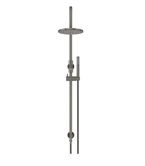 Meir 200mm Round Gooseneck Overhead Shower Set, Single Function Hand Shower, Shadow