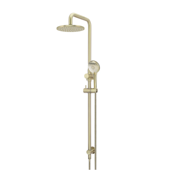Meir Round Combination Shower Rail 200mm Rose, Three Function Hand Shower, Tiger Bronze