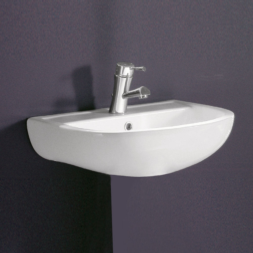 Fienza Compact Wall Basin 450 1TH, Gloss White