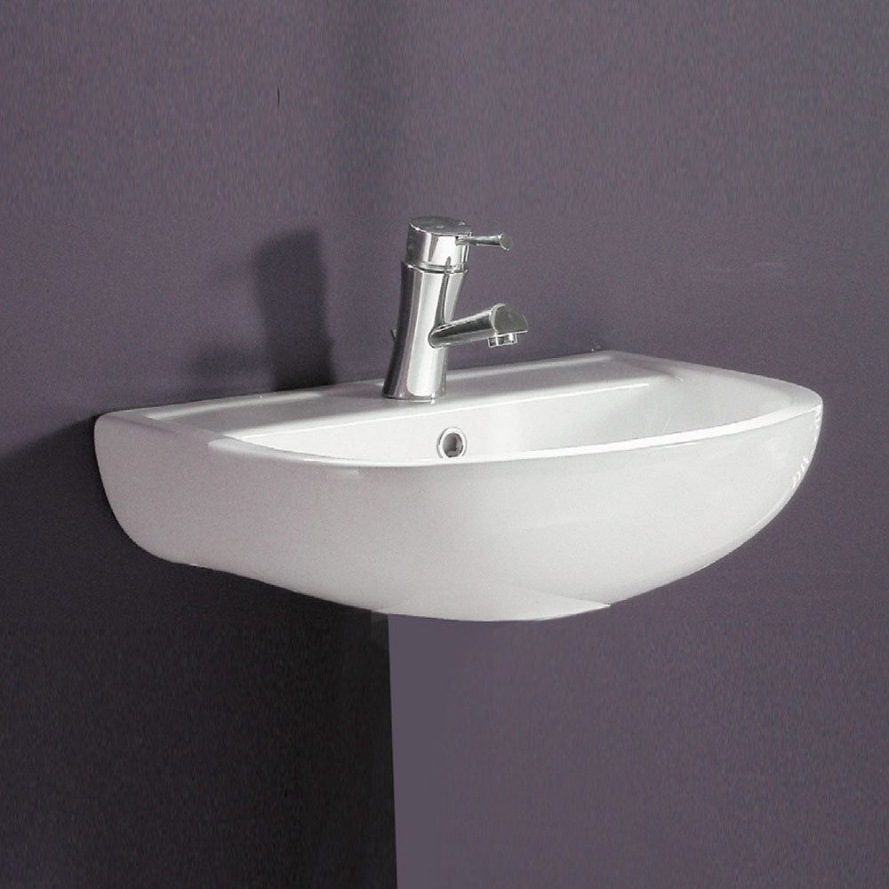 Fienza Compact Wall Basin 550 1TH, Gloss White